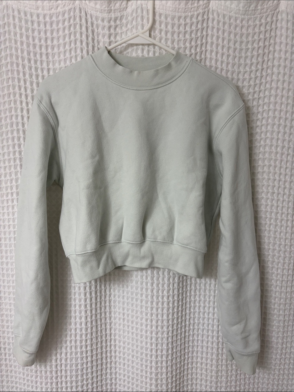 Aritzia TNA Cozy Fleece Boyfriend Boxy Cropped Crewneck Mint XS
